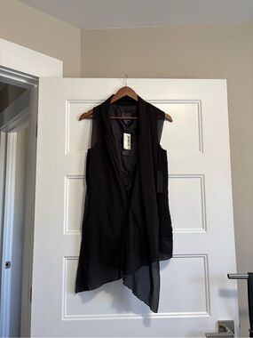 Joe's Jeans Black Asymmetrical Sleeveless Draped Vest Dress